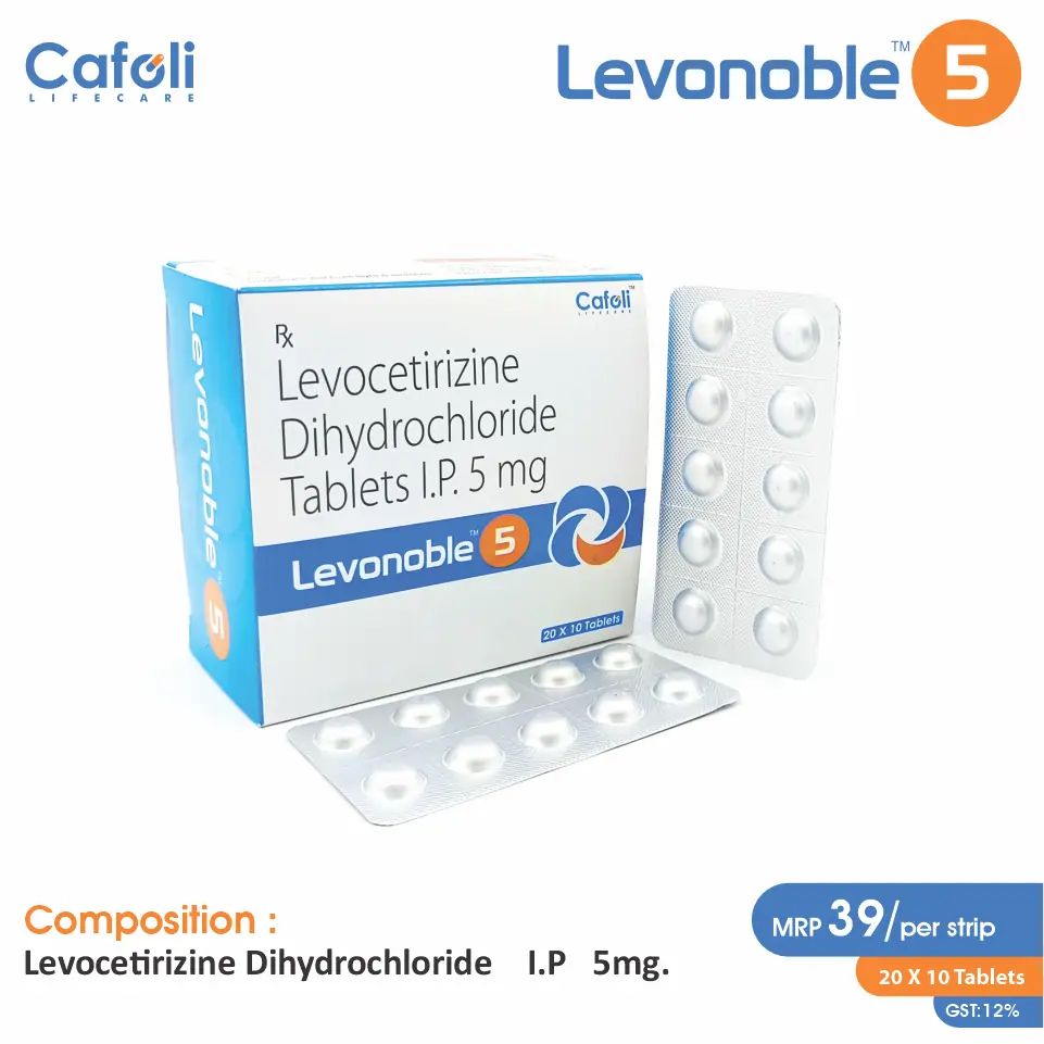 Levocetirizine (5mg) Tablet at Best Price in PCD Pharma Franchise for Antihistamine and Allergy Relief.